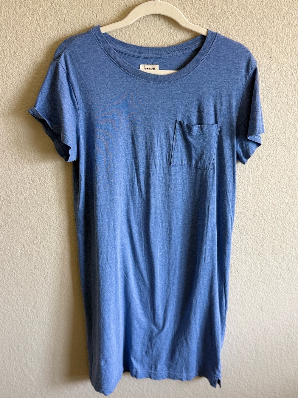 Pact Softspun Organic Cotton Tee Mini Dress Light Blue Size Medium Lightweight